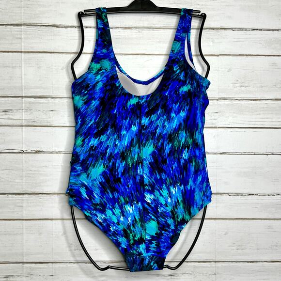 Swimsuits For All Blue One Piece Swimsuit Plus Size 18 - Picture 2 of 8